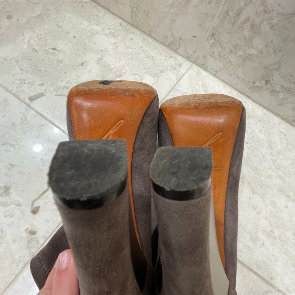 BRIAN ATWOOD {7} Booties Grey Metal Suede(?) Rear Zipper - Picture 13 of 14